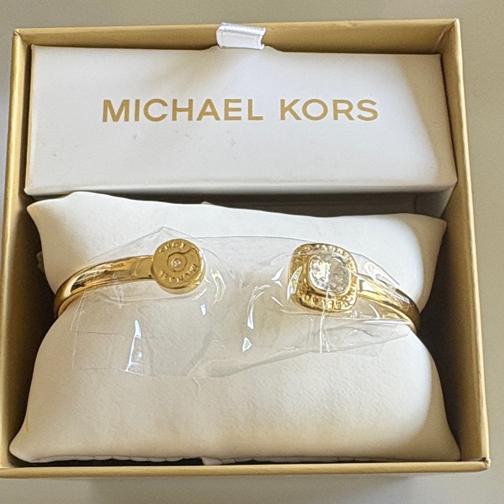 Michael Kors Goldtone Brass Bracelet with Clear Stone - Picture 3 of 6